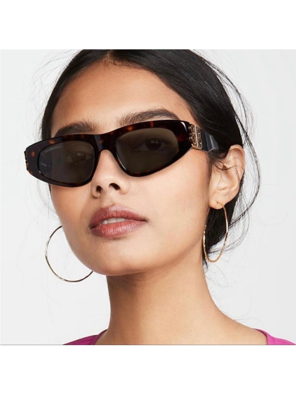 NEW Balenciaga BB0095S 002 Havana Brown Gold Oval Unisex Sunglasses